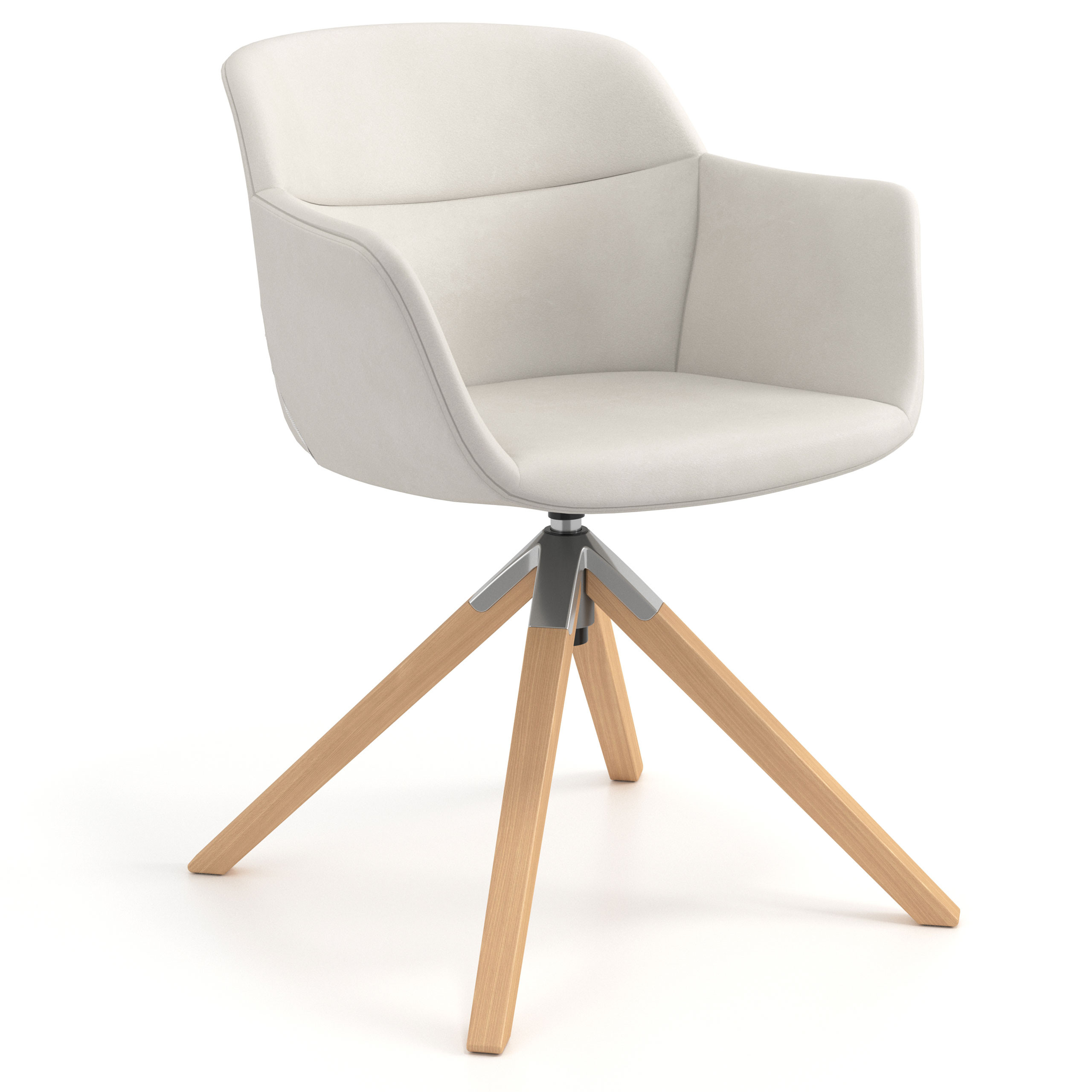 silla confidente blanco anne giratoria madera piel sintetica 1