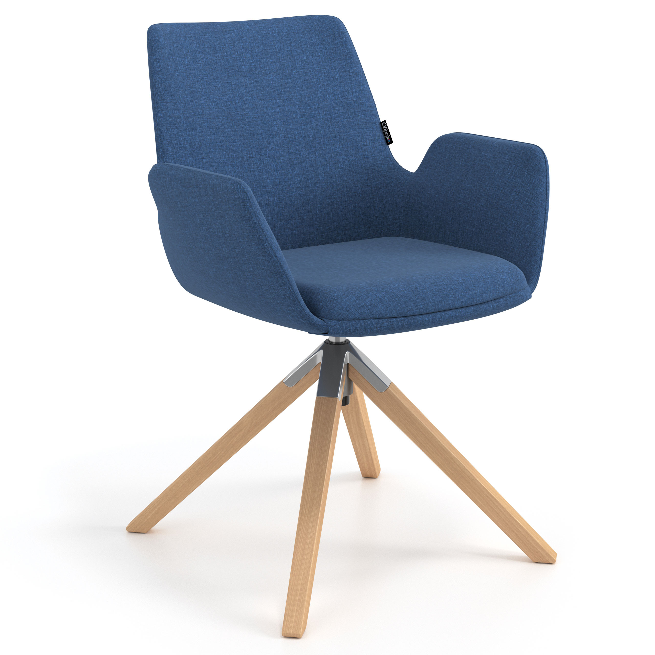 silla confidente azul elodie giratoria madera tela 1