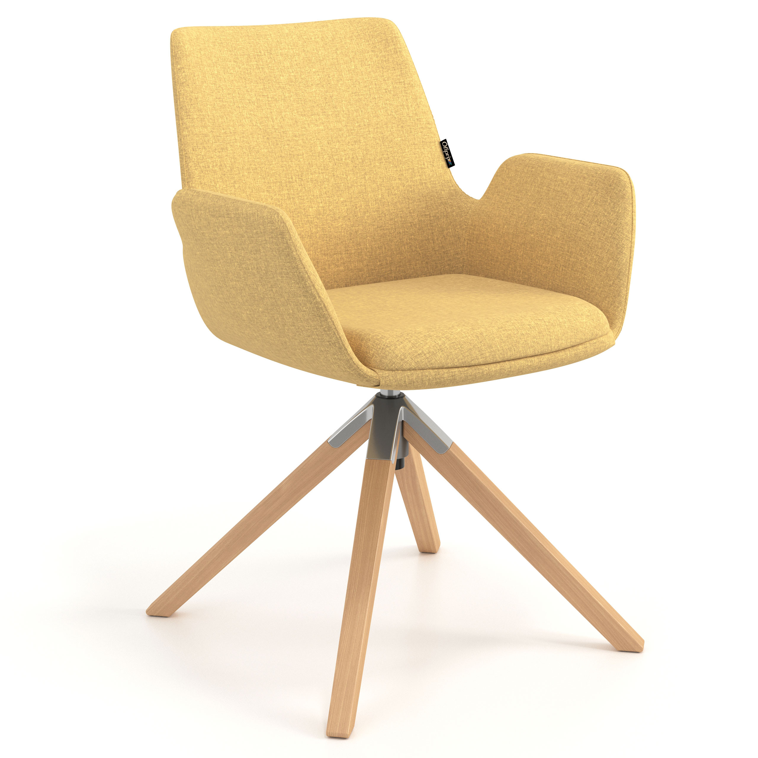 silla confidente amarillo elodie giratoria madera tela 1