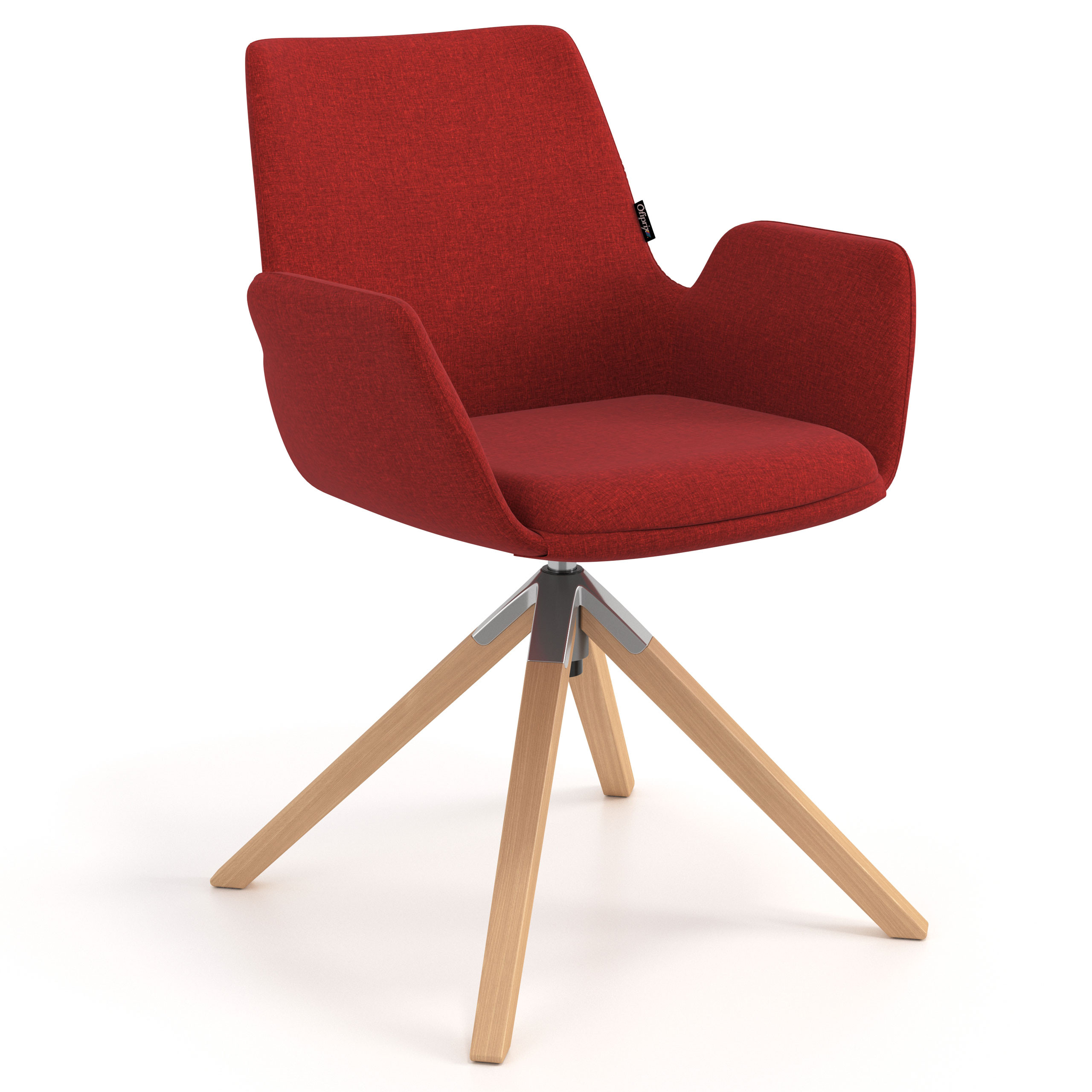 silla confidente rojo elodie giratoria madera tela 1