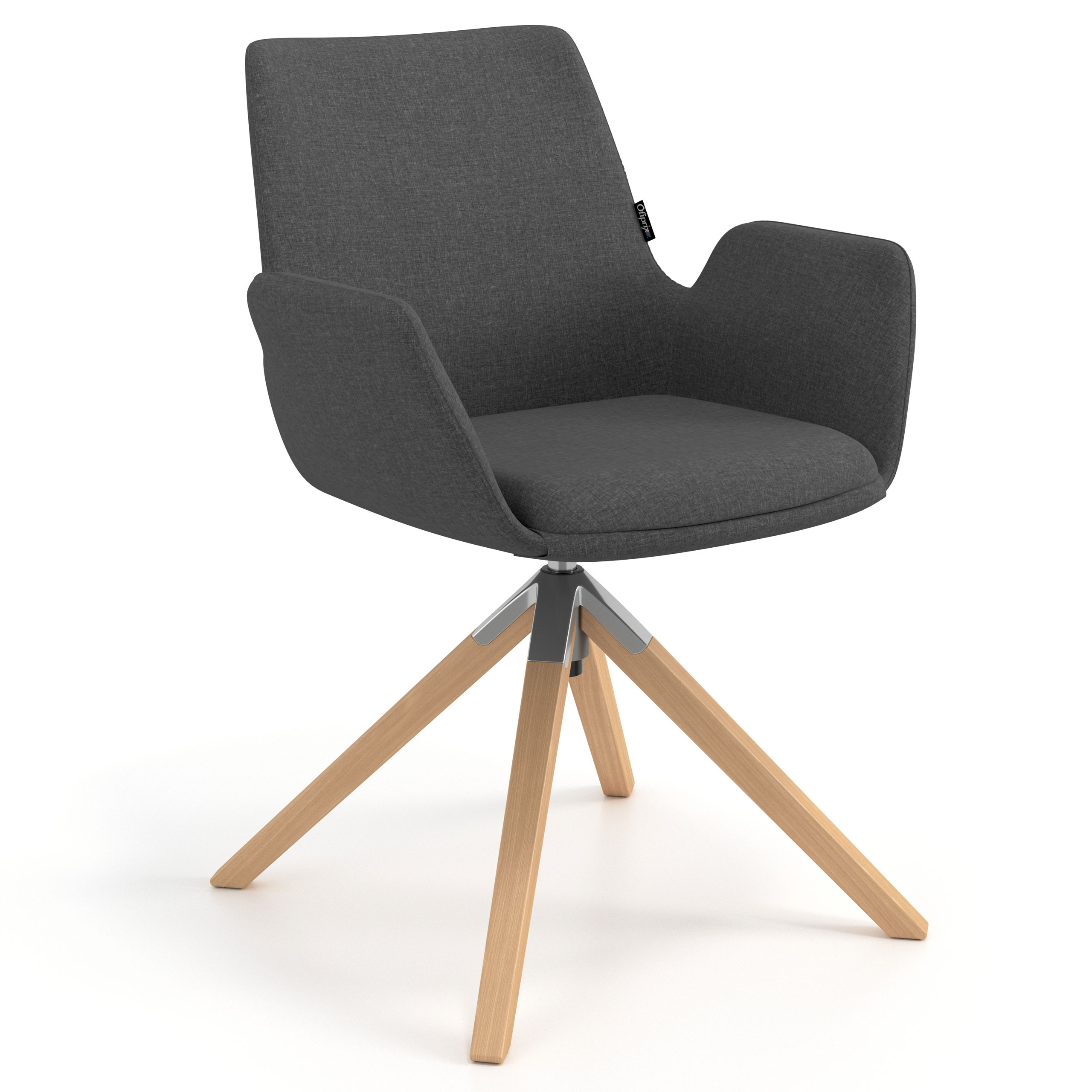 silla confidente antracita elodie giratoria madera tela 1