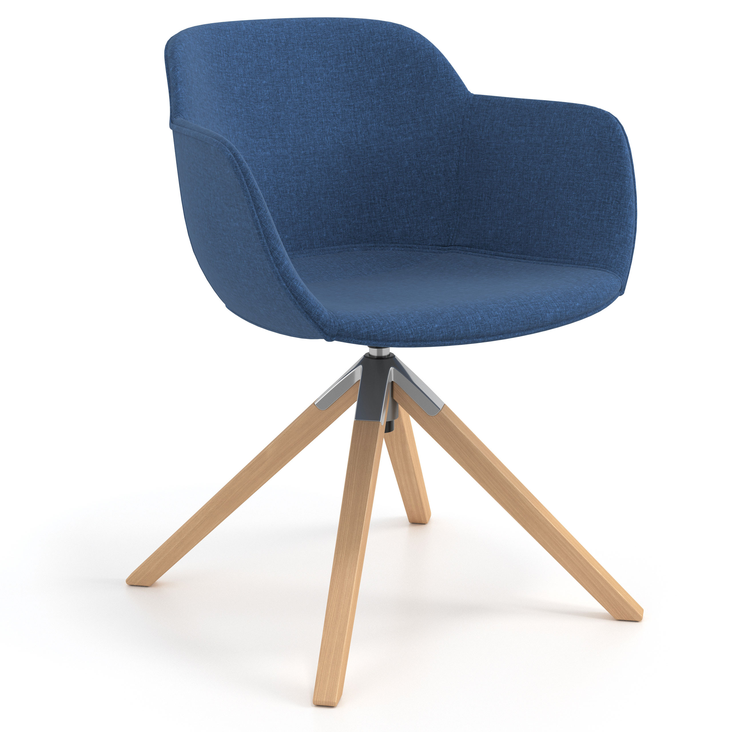 silla confidente azul ivonne giratoria madera tela 1