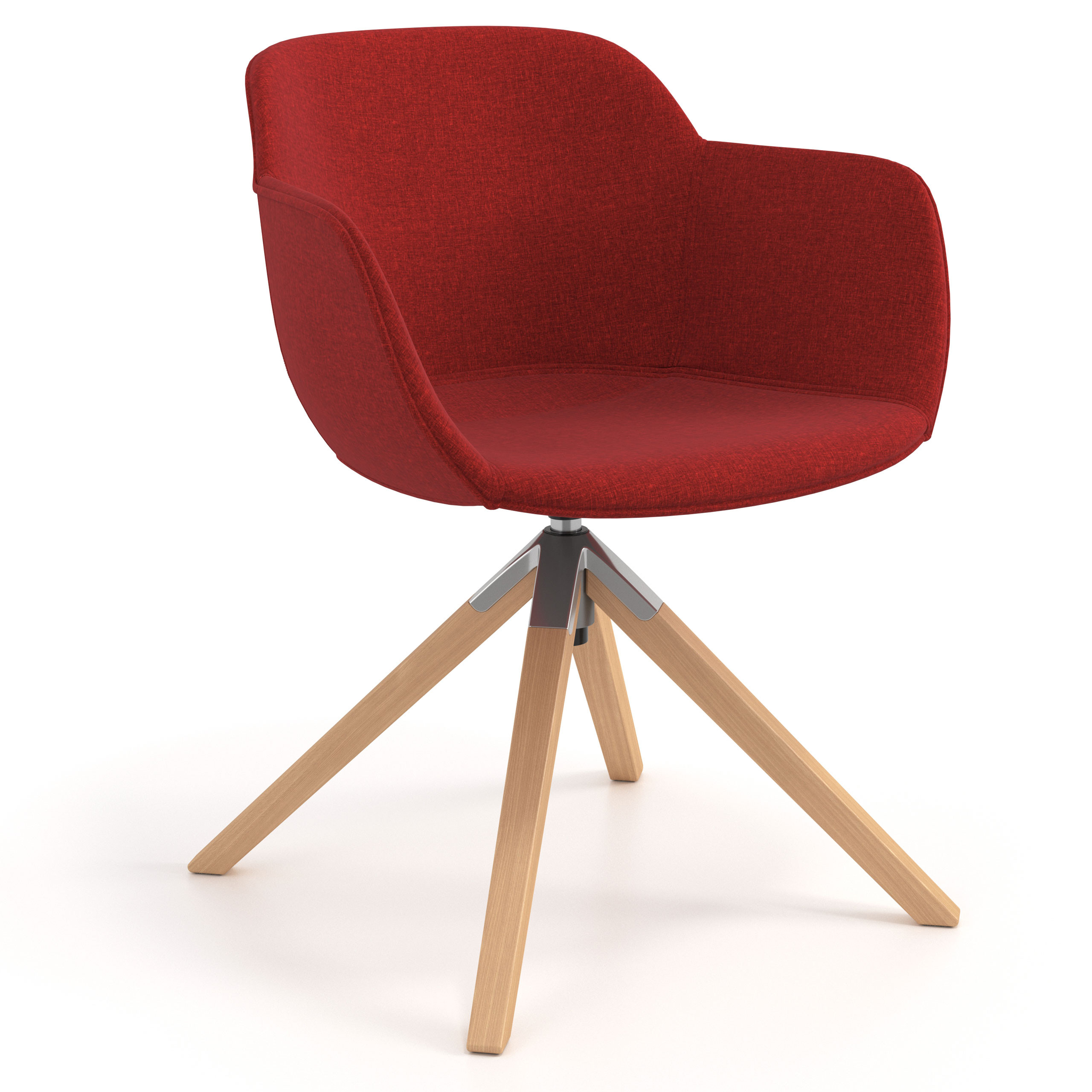 silla confidente rojo ivonne giratoria madera tela 1
