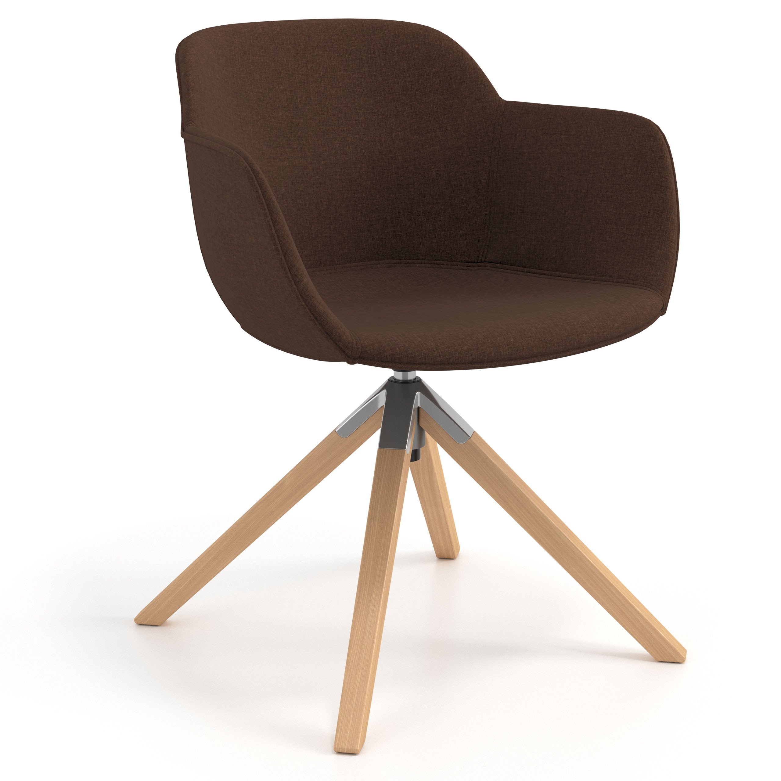 silla confidente marron ivonne giratoria madera tela 1