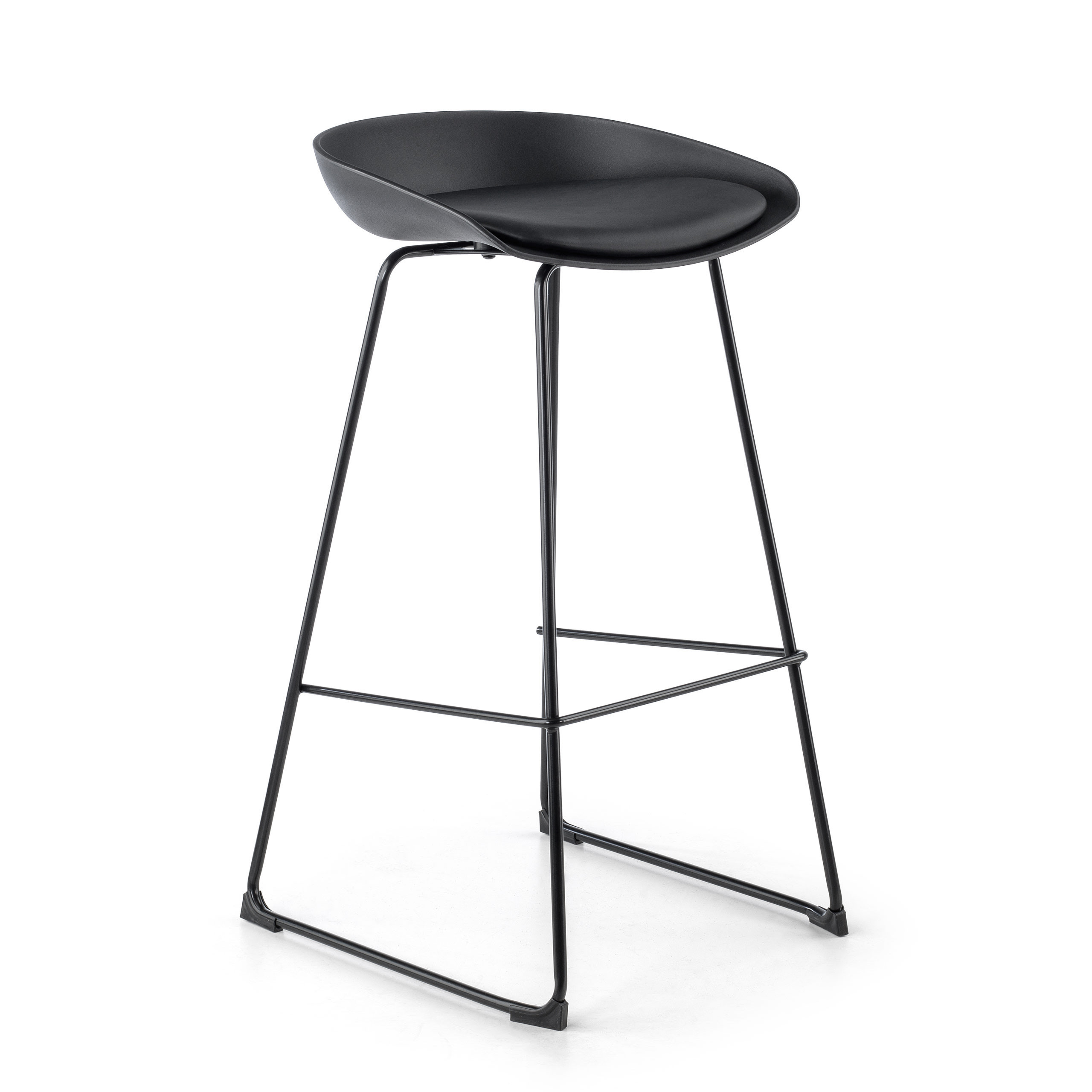 taburete de oficina negro uma patas de acero piel sintetica 1