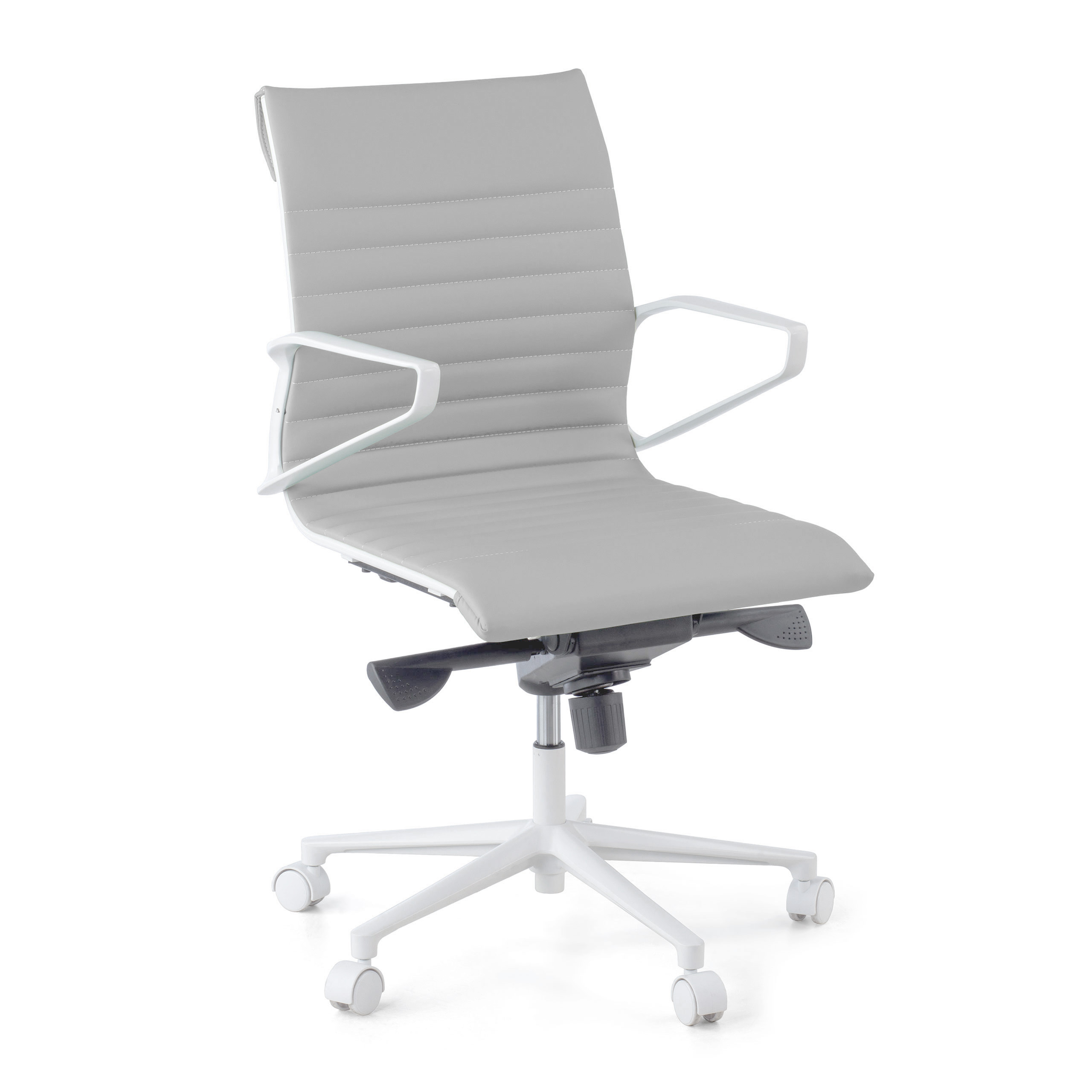 silla ejecutiva blanco gris forli respaldo bajo estructura blanca piel sintetica 1