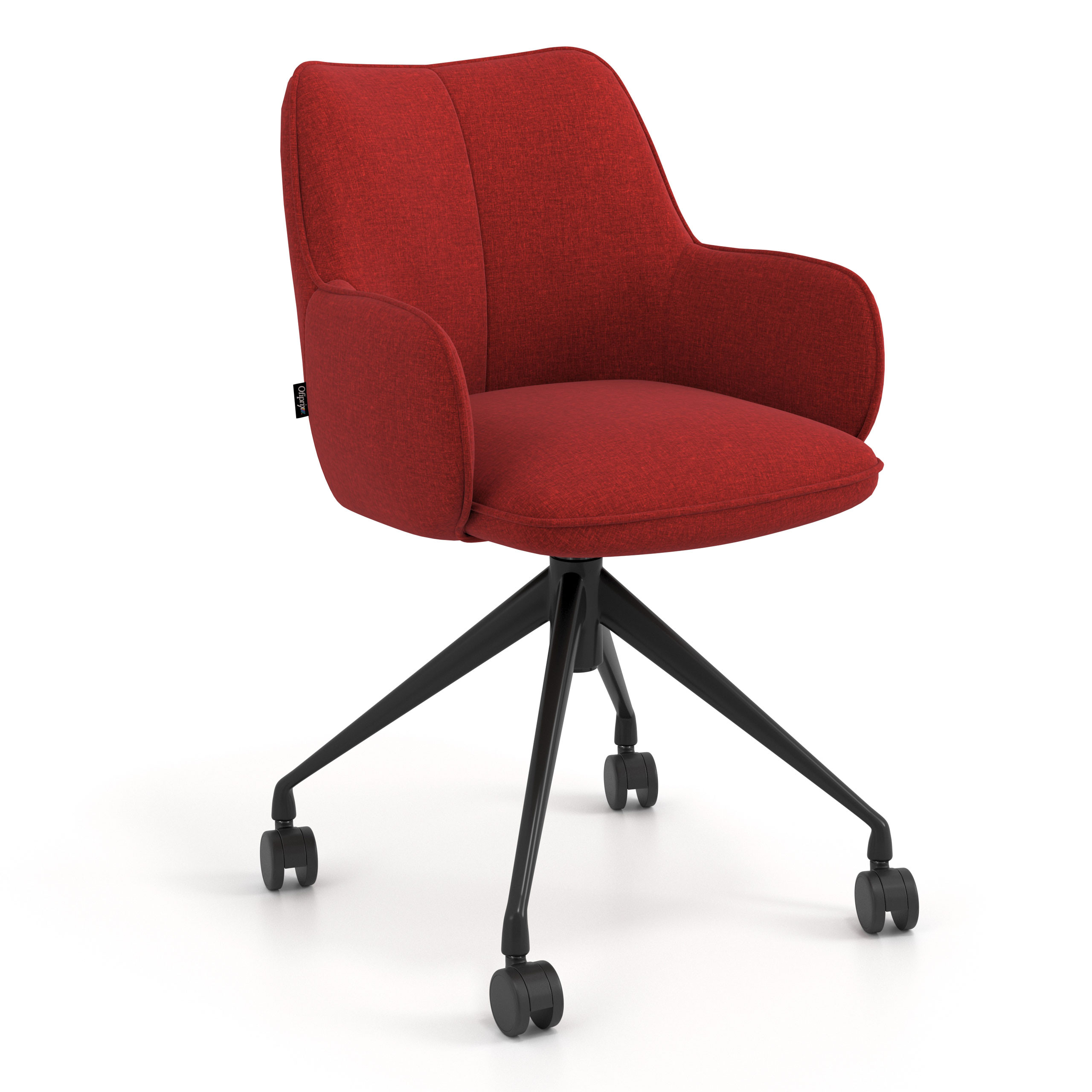 silla confidente rojo gala giratoria con ruedas 1