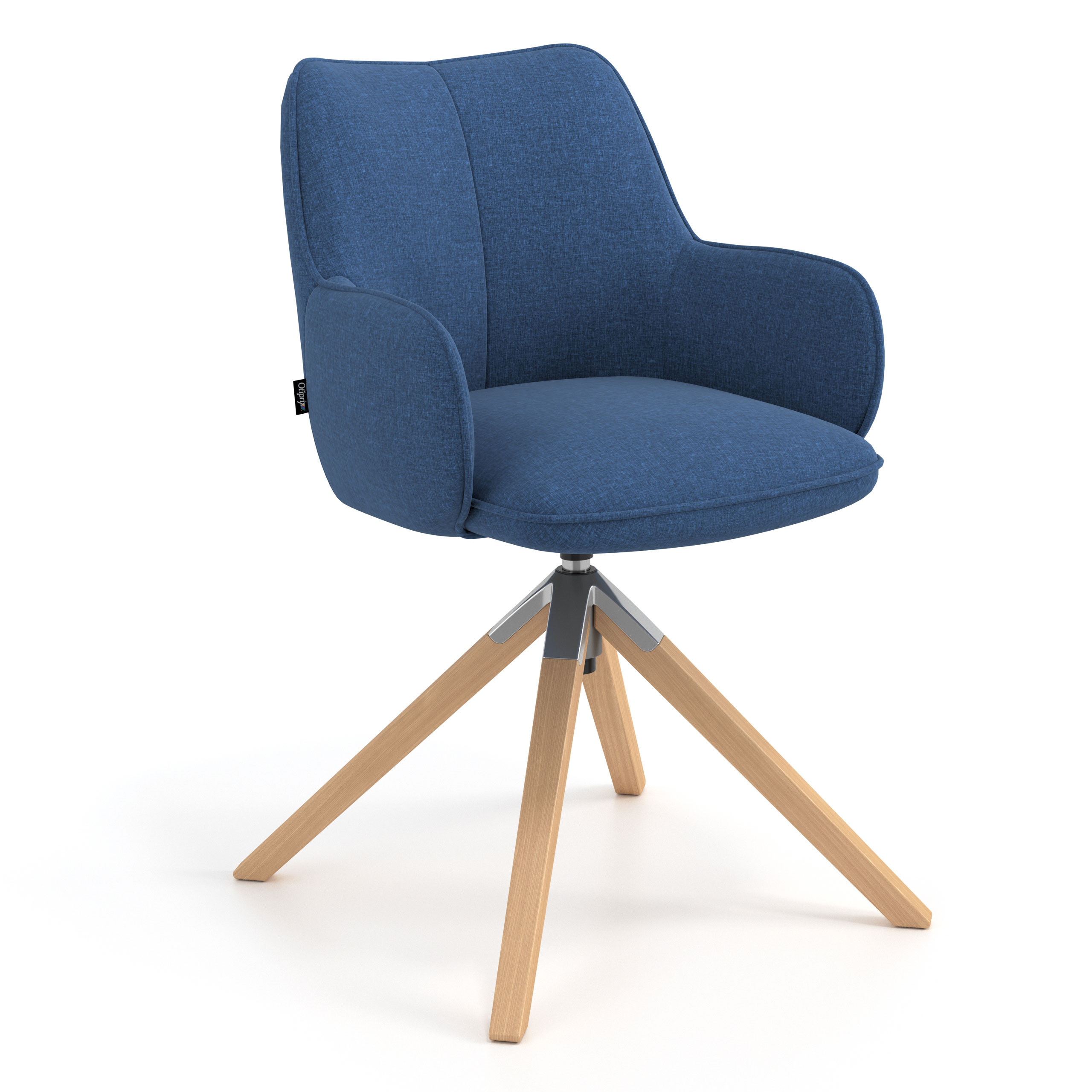 silla confidente azul gala giratoria madera 1