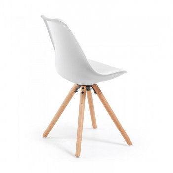 Nordic - Silla confidente de diseño Nordic, patas de madera, Blanco - Imagen 2