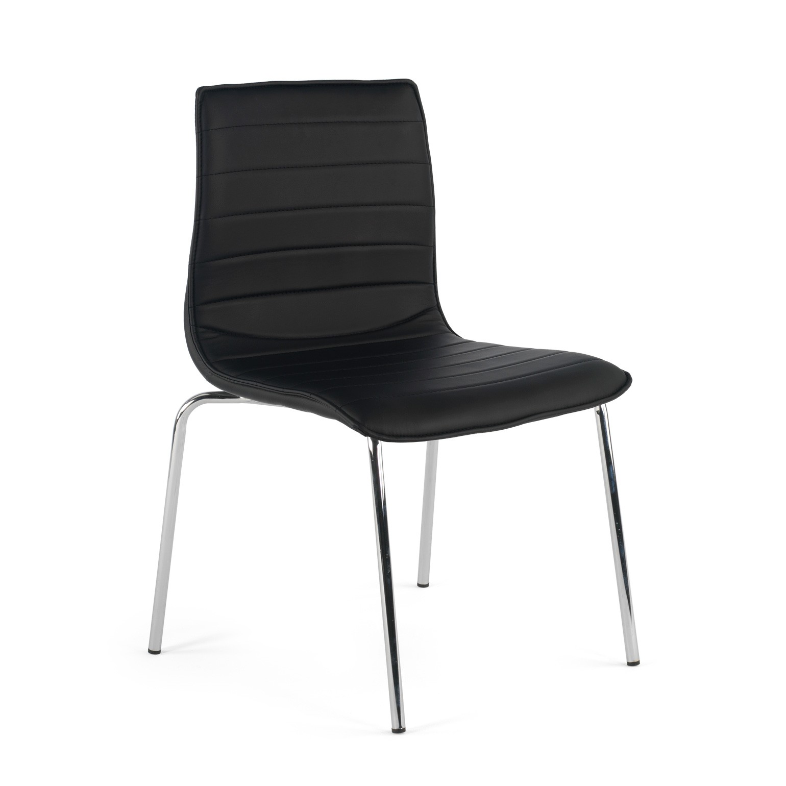 silla confidente negro cube 4 patas piel sintetica 1