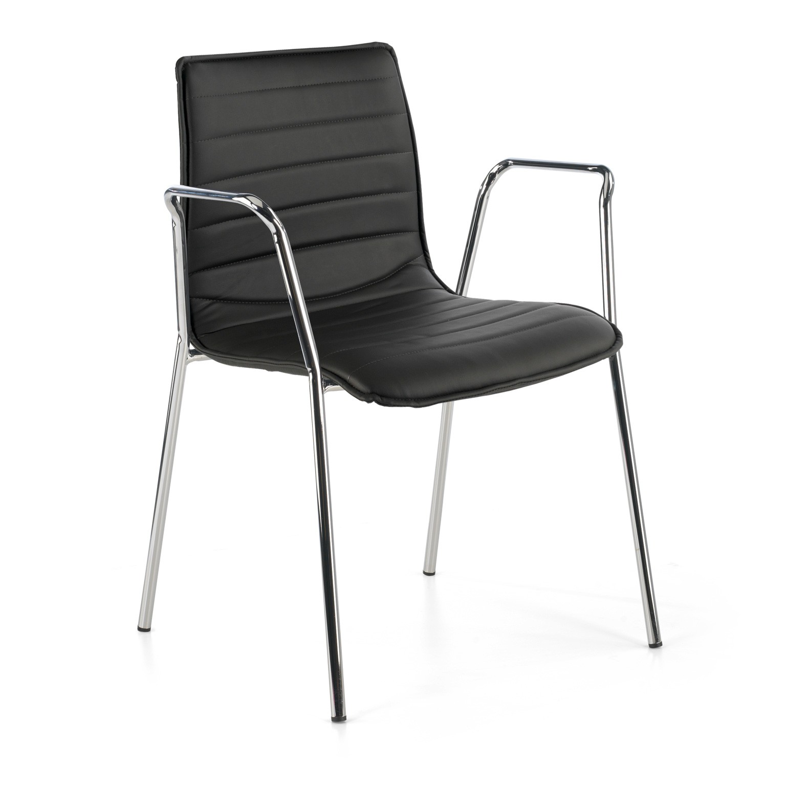 silla confidente negro cube con brazos piel sintetica 1