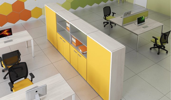 Dividir espacios en una oficina usando armarios