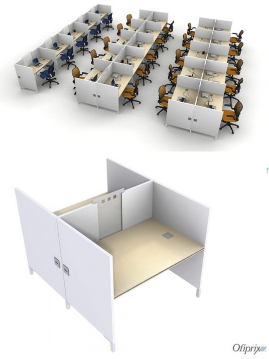 cubículos para escritorios compartidos