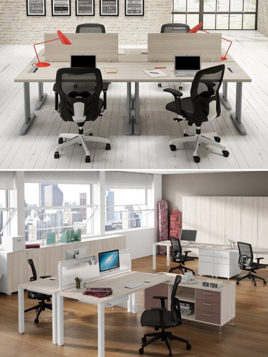 como elegir una mesa de oficina separadores de espacios